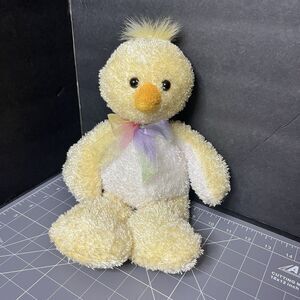 14" Commonwealth FLOPPY YELLOW WHITE SHINY PLUSH DUCK CHICK stuffed bean bag '01